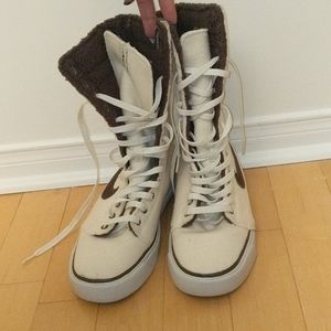 NIKE SHEARLING HIGH TOP ZOOM AIR BEIGE BROWN SZ 8